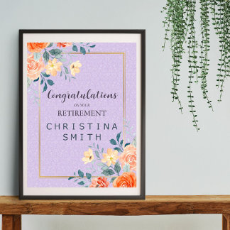 Romantisk Chic Blommigt Vattenfärgen Pension Party Poster