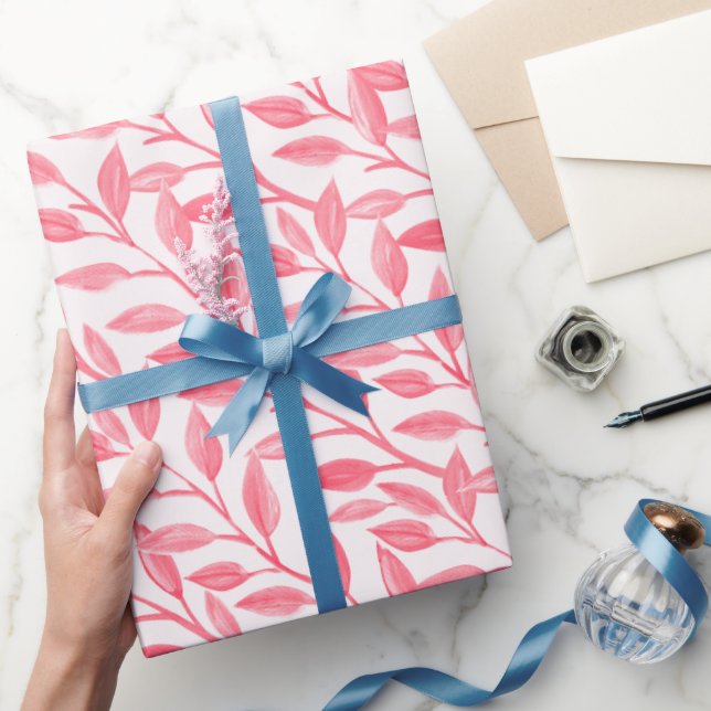 Romantisk Chic Botaniskt Löv Mjuk Rosa Presentpapper (Gifting)