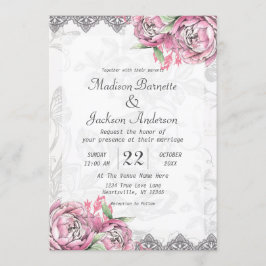 Romantisk Chic Peony Blommigt Wedding bjudande in Inbjudningar