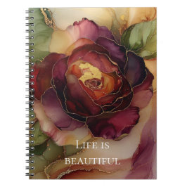 Romantisk Chic Ro Red Burgundy Guld Blommigt Anteckningsbok