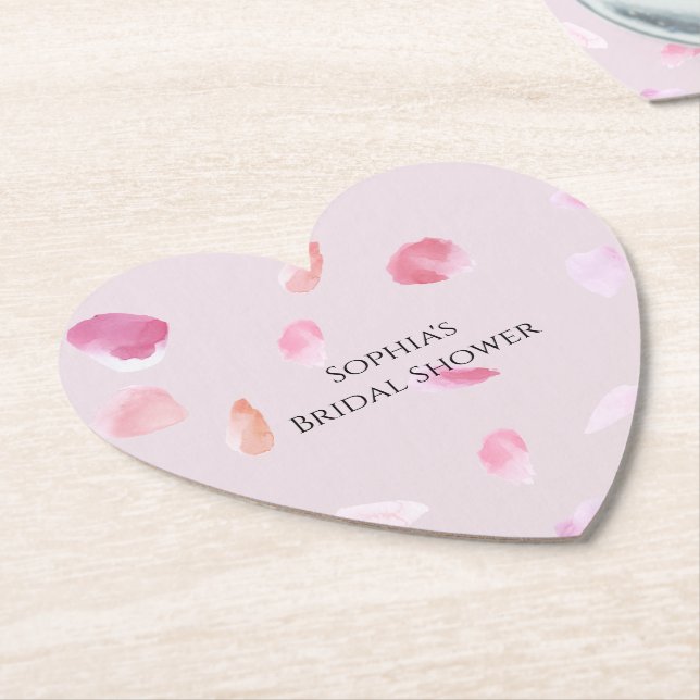 Romantisk Chic Rosa Persikoros Kronblad Bröllopsdu Underlägg Papper (Vinklad)