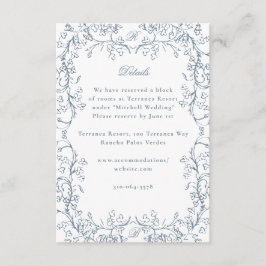 Romantisk Chinoiserie Antik Fransk Blå Bröllop Tilläggskort