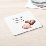 Romantisk Chocolate Strawberry Hearts Möhippa Underlägg Papper Kvadrat<br><div class="desc">Romantisk Chocolate Strawberry Hearts Möhippa</div>