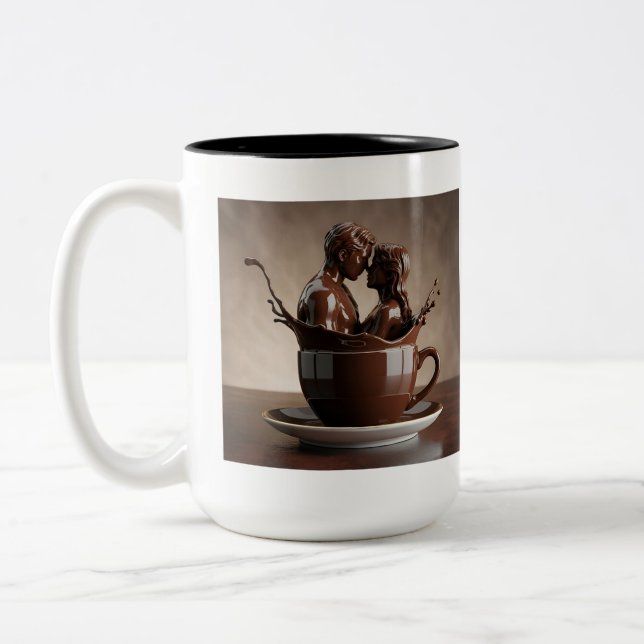 Romantisk choklad Älskare skulptur i kaffe Kopp (Vänster)