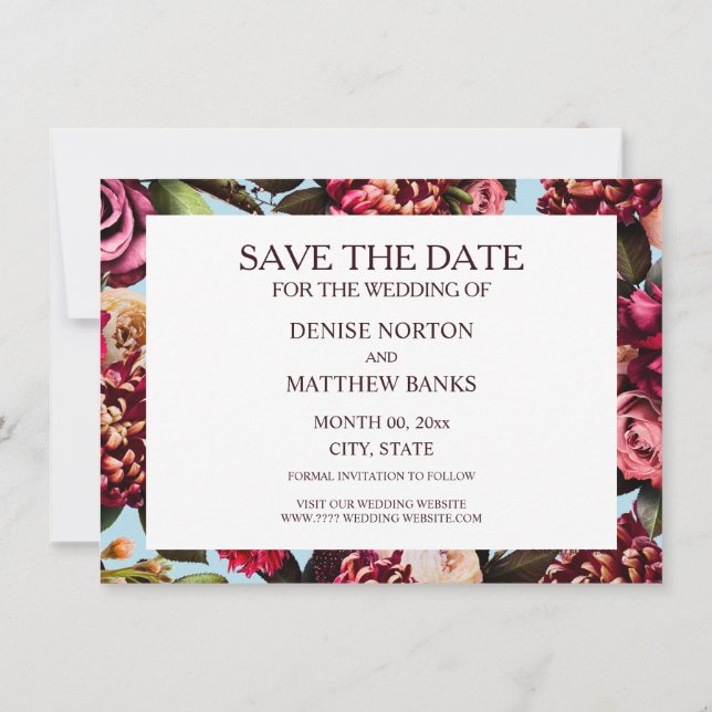 Romantisk Chrysanthemum på Spun Sugar Blue (Baksida)