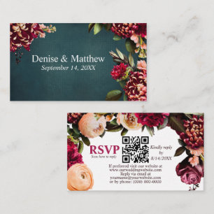 Romantisk Chrysanthemum Teal OSA QR-kod Tilläggskort