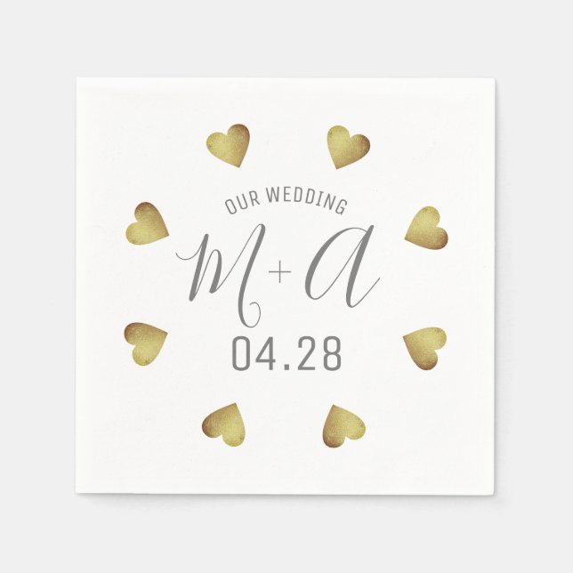 Romantisk cirkel i Hearts Kärlek Bröllop Pappersservett (Framsidan)