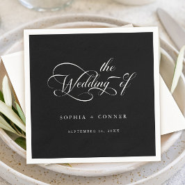 Romantisk Classy Calligraphy Bröllop Black Pappersservett