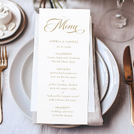 Romantisk Classy Calligraphy Bröllop Guld & White Meny