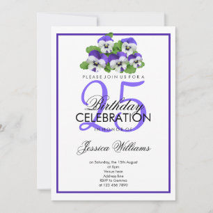 Romantisk Classy Pansies Birthday Inbjudningar