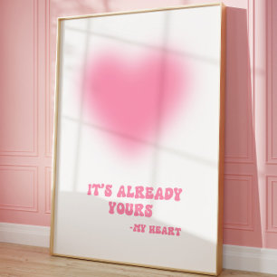 Romantisk Coquette Rosa Hjärtformad Estetisk Print Poster