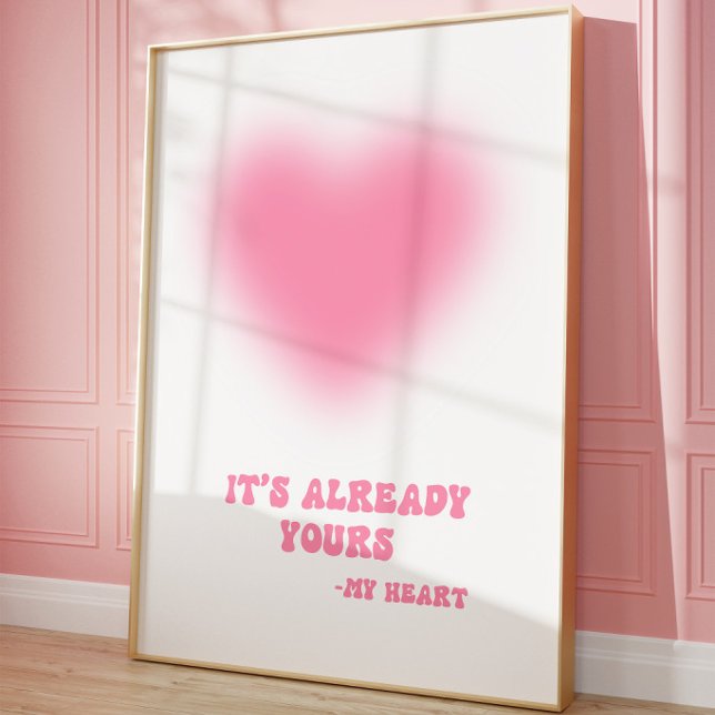 Romantisk Coquette Rosa Hjärtformad Estetisk Print Poster (Skapare uppladdad)