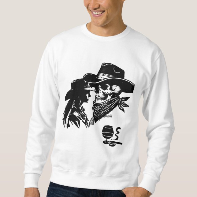 Romantisk Cowboydesign och Cowgirl Design - Vilda  Lång Ärmad Tröja (Framsida)