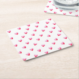 Romantisk Cute Red Heart Valentine Day Underlägg Papper Kvadrat