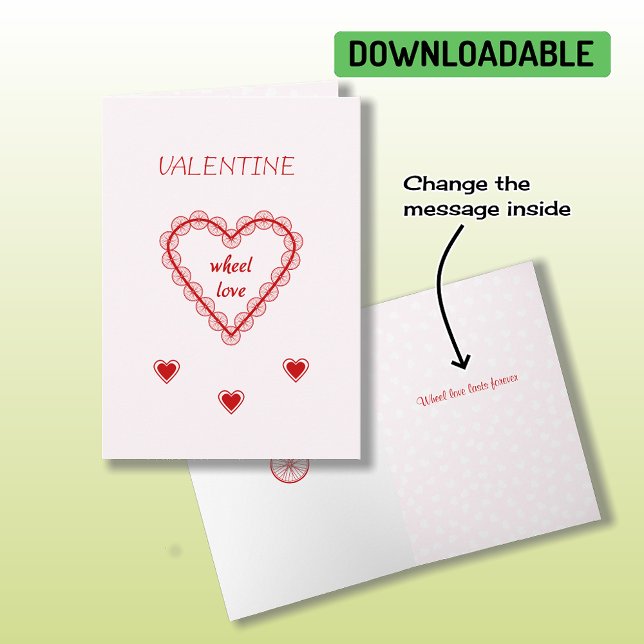 Romantisk cykling hjul hjärta Valentine Helgkort (Skapare uppladdad)