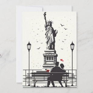 Romantisk dag i New York: Kärlek vid frihet Julkort