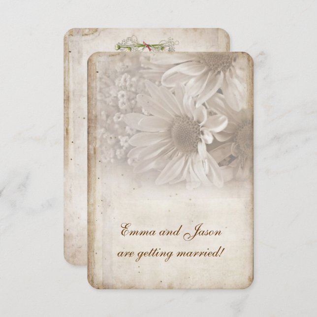 Romantisk Daisy Förlovningsfest inbjudan (Fram/baksida)