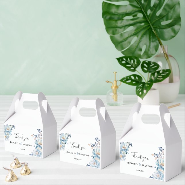 Romantisk damm blåa blommor Tack Bröllop Presentaskar (Multipel)