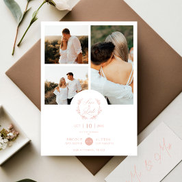 Romantisk damm Rosa Botaniskt Grenar 3 Foton Spara Datumet