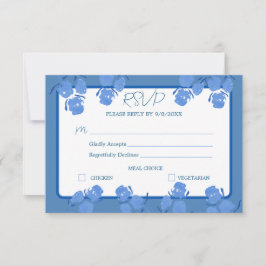 Romantisk dammig blå blommig RSVP-svarskort OSA Kort