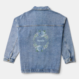 Romantisk dammig blå hortensia vattenfärg bröllop