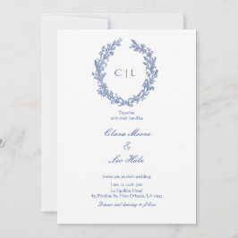 Romantisk dammig blå vildbloms krans bröllop inbjudningar