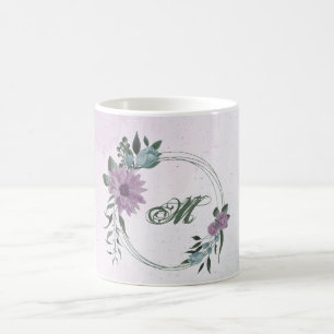 romantisk dammig lila & blå blomster kaffemugg