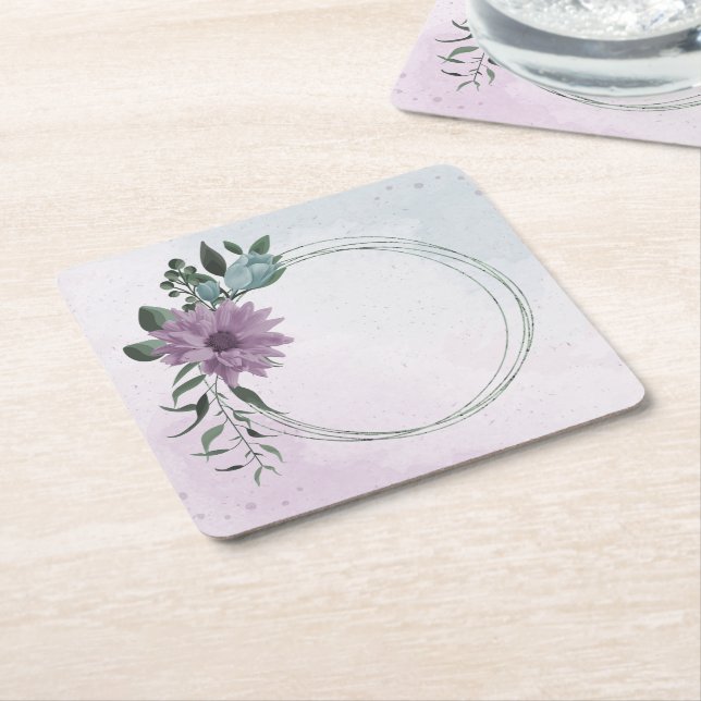 romantisk dammig lila och blåa blommor underlägg papper kvadrat (Vinklad)