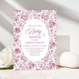 Romantisk dammig rosa blommig rosor Boho baby show Inbjudningar