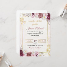 Romantisk dammig rosa blomsterbröllopsinbjudan | B