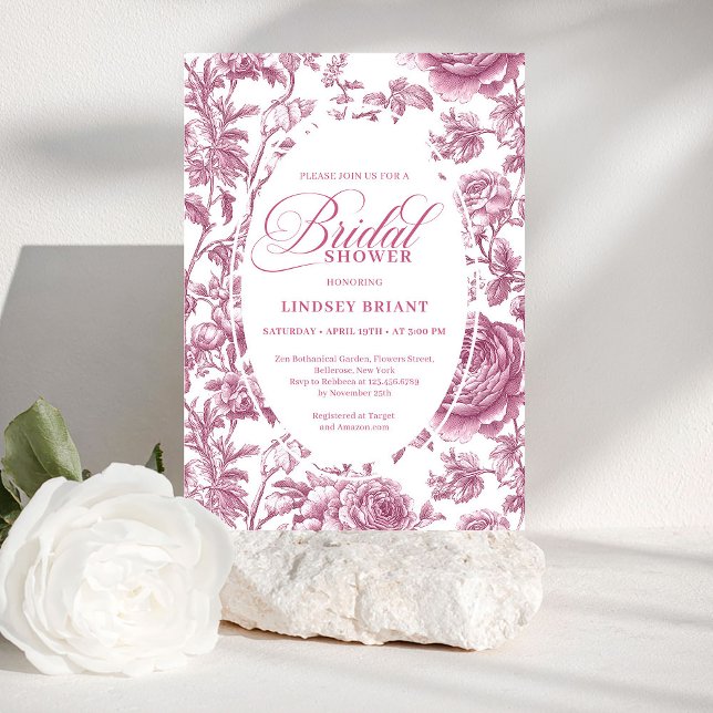 Romantisk dammig rosa blomsterroser bröllopsdusch  inbjudningar (Romantic Dusky Pink Floral Roses Bridal Shower Invite)