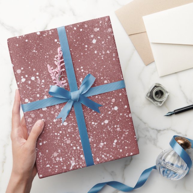 Romantisk dammig rosa glans vit glittermönster presentpapper (Gifting)