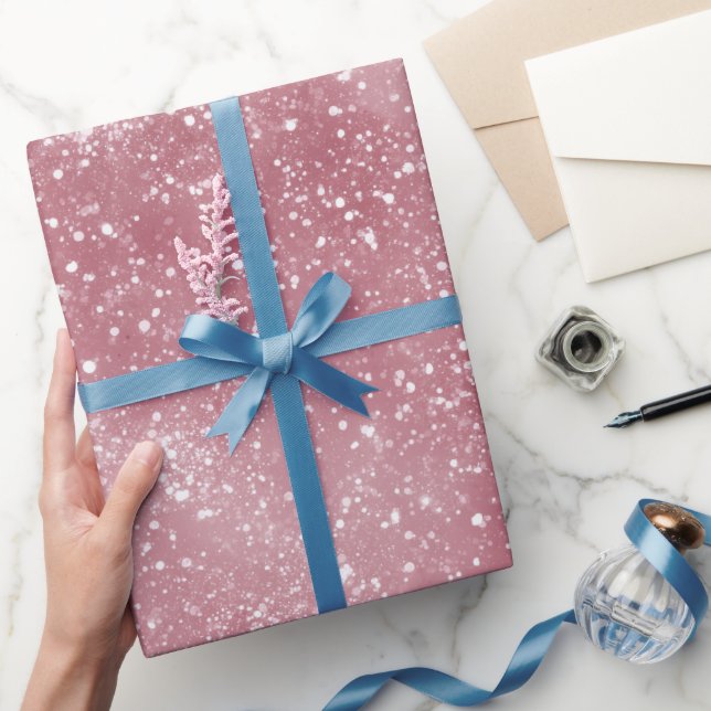 Romantisk dammig rosa glans vit glittermönster presentpapper (Gifting)