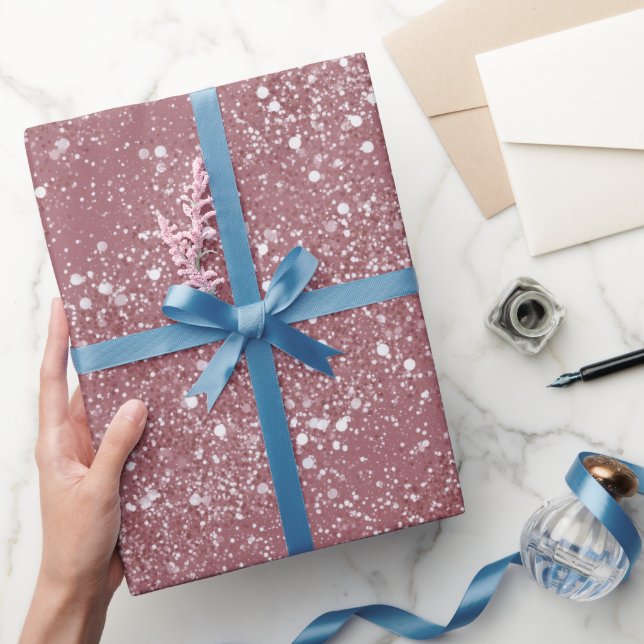 Romantisk dammig rosa glans vit glittermönster presentpapper (Gifting)