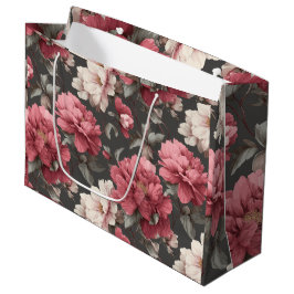 Romantisk dammig rosa peony grå blommig mönster