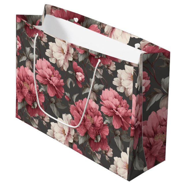 Romantisk dammig rosa peony grå blommig mönster (Framsidan Vinklad)