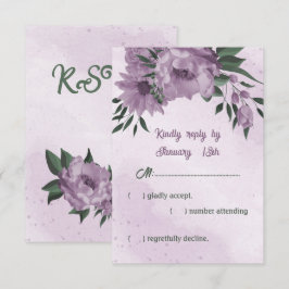 romantisk dammiga lila blommor grönt löv bröllop OSA kort