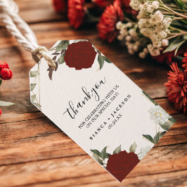 Romantisk Deep Blommigt Röd ros Winter bröllopsgåv Presentetikett