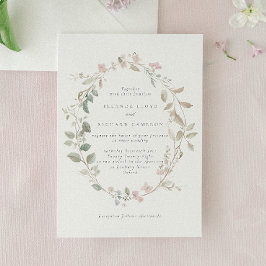 Romantisk delikat rosa blomsterkrans bröllop inbjudningar