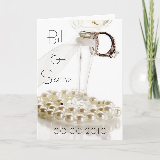 Romantisk design för vitbrölloppärlor kort (Framsida)