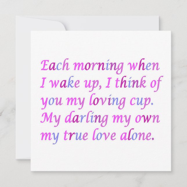 Romantisk dikt för din äkta kärlek blandade färg p kort (Framsida)