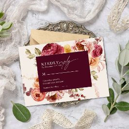 Romantisk djup burgunderfärgad blomster elegant br tilläggskort