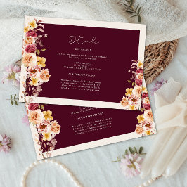 Romantisk djup burgunderfärgad blomster elegant br tilläggskort