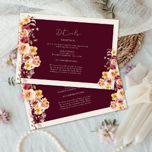 Romantisk djup burgunderfärgad blomster elegant br tilläggskort