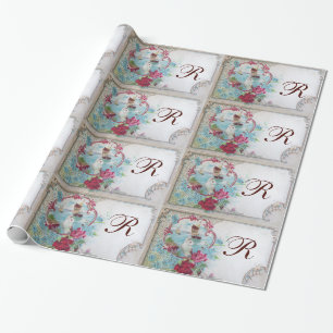 ROMANTISK DOVE,ELEGANT VITE ROSA BRÖLLOP BLOMMIGT PRESENTPAPPER