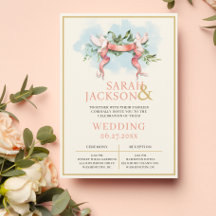Romantisk Doves Coral Wedding bjudande