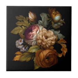 Romantisk Dramatic Old World Blommigt 5 Kakelplatta