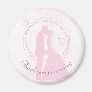 Romantisk Dreamy Rosa Bröllop par böjd text Magnet