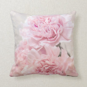 Romantisk Dreamy Rosa Carnations Blommigt Kudde