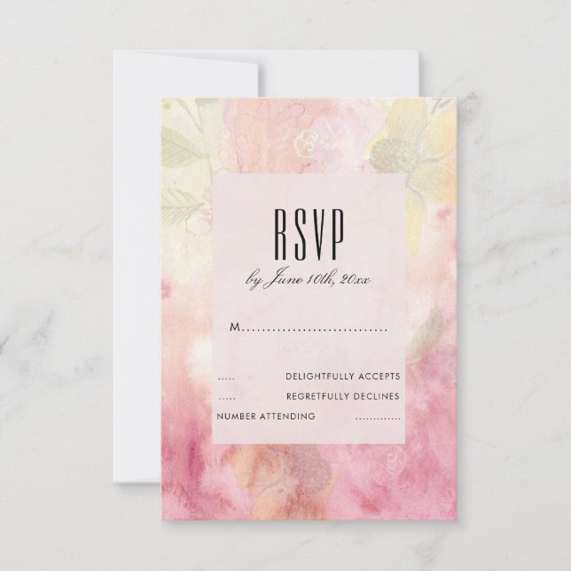 Romantisk Drömmig Blommande Bröllops-RSVP OSA Kort (Framsida)